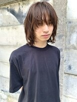 メンズレコ 渋谷(MEN'S LECO)&nbsp;ブルーブラックフェザーパーマ刈り上げセンターパート