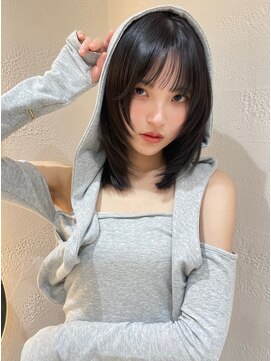 サイン 渋谷(SIGN) 韓国ヘアーハッシュカットレイヤーカットグレージュブリーチ無し