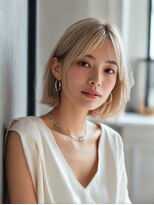 ロッソ 大橋店(Rosso) 明るいベージュの耳かけボブ【大橋】