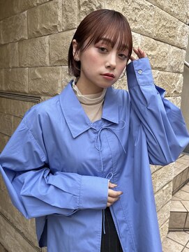 アース 三軒茶屋店(HAIR&MAKE EARTH) 三軒茶屋_レディース_ショート_ボブ_丸みボブ_オレンジベージュ_