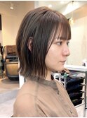 外ハネボブ レイヤーボブ グレージュカラー 縮毛矯正