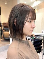 ラフ 新宿(Laff)&nbsp;外ハネボブ レイヤーボブ グレージュカラー 縮毛矯正