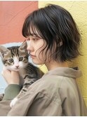 ☆ダークパープルナチュラルショートミルクブラウン髪質改善ボブ