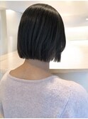 レイヤーボブ韓国風ヘアブリーチなしカラー暗髪20代
