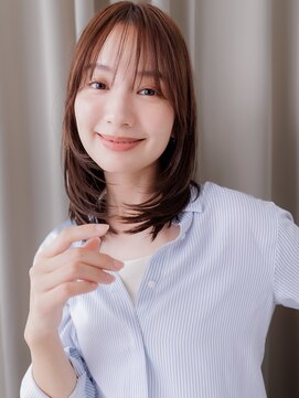 カバーヘア ブリス 大宮西口(COVER HAIR bliss) ダークブラウンシャギーカットセミロングレイヤーY大宮30代40代