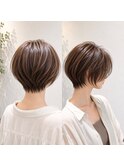 30代、40代/丸みくびれショートボブ×白髪染めハイライト/大宮