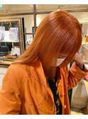ハイトーン×オレンジ/ワンレン/小顔/前髪/ブリーチ/町田/町田駅