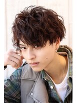 ネイビー(NAVY)&nbsp;前下がりマッシュ スパイラルパーマ ソフトツイストツーブロック