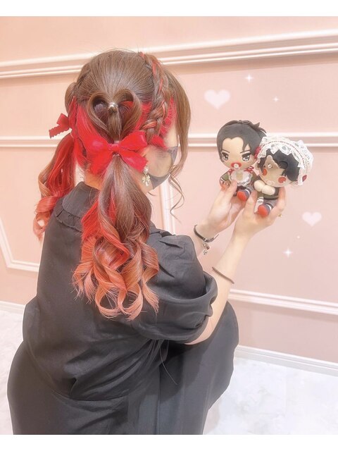 【ヘアセット】編み込みカチューシャ×ハートツインテール♪