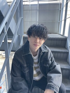 メゾン(Maison) ダークアッシュニュアンスパーマ韓国マッシュラウンドマッシュ