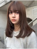 ミディアムレイヤー/透明感ベージュ/ブリーチなしカラー/表参道