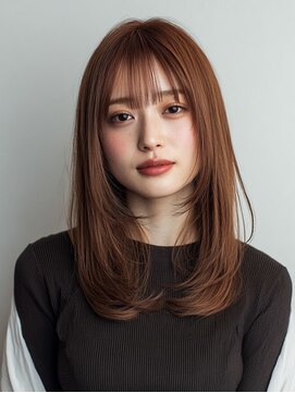 ミツバ(3tuba) 暗めカラー 内巻レイヤー 髪質改善ダメージレスカラー