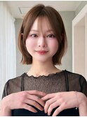 Say.切りっぱなしボブ外ハネボブ顔周りカットウォームベージュ