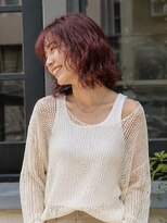 ドット ヘアー ジェム(dot.hair gem)&nbsp;カールボブ/ワインレッドカラー./ウェーブボブ