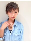 セミウェットスタイリングのショートスタイル！