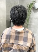 パーマ　ショートヘア　ワンカール　緩めパーマ　
