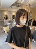 ぱつっとボブ/ブラウンベージュ/カット/カラー