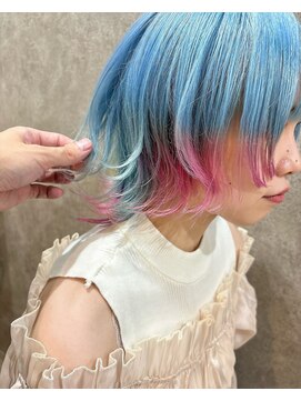 リアイス(Re:ICE) 水色&ペールピンクカラーショートウルフ