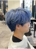 ハイライトメンズ波巻きスパイラルパーマサーフスタイルウルフ