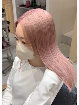 スタン 渋谷(Stam) ミルクティーピンクグレージュカラー韓国ミディアムレイヤー