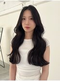 レイヤーカットロングレイヤー韓国ヘアディープグレー