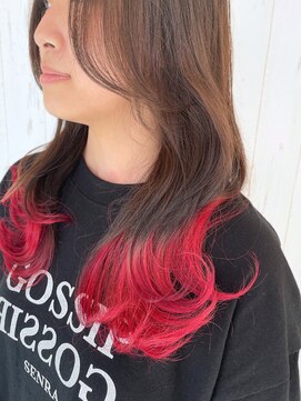 ニューヨークニューヨークマザーズ(NYNY Mothers) 韓国風レイヤー/裾カラー/レッド/アニメカラー