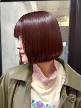 シード 成増 下赤塚店(ced.) ブリーチ無しミニボブレッドブラウンショートボブヘアカラー