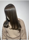 セミロングレイヤー/オリーブベージュ/髪質改善/縮毛矯正