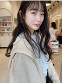 シースルーバング+ウェーブロングヘア