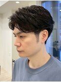 秋田メンズパーマ波巻きスパイラルパーマセンターパートフェード