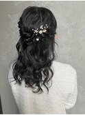 【ハーフアップパーティーヘア】低めシニヨンタイトシニヨン渋谷