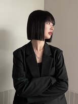 ステン(sten)&nbsp;切りっぱなしボブ/ストレートボブ/地毛風カラー/黒髪ボブ