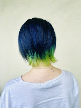 ゴエン ヘアーデザイン(goen hair design) ダークネイビーとライトグリーン