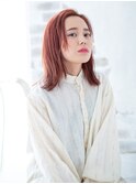 切りっぱなしミディアムの秋のピレンジカラー/外国人風カラー