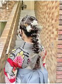 卒業式ヘア×ハイポニー編み下ろし♪着物