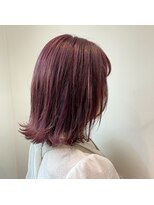 ベンジー 蔵前ii店(benji)&nbsp;動きのある外ハネボブ×パープルピンク◎ブリーチカラー/蔵前