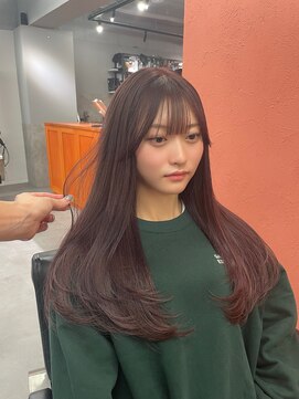 レブ 三条河原町(Reb,) ブリーチなしダブルカラーレイヤーカットミルクティーベージュ