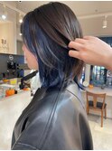 インナーカラー ブリーチ ネイビー ブルー sn