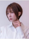 大人かわいい前髪セシルカットココアブラウンフリンジウェーブ