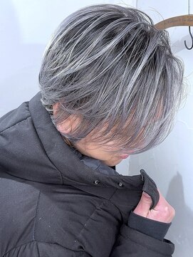 ブレイズヘアー(BLAZEhair) 【細毛にオススメ】メンズホワイトバレイヤージュ×ブリーチ2回