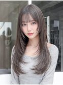 髪質改善 艶髪 暗めカラー韓国風 前髪カット 小顔 梅田