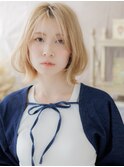ブリーチオンカラー金髪ニュアンスパーマボブディA0浦和20代30代