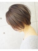 ミルクティーブラウン×ショートボブ