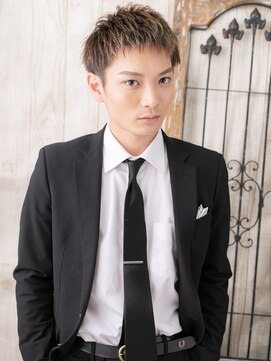 メンズヘア ビーセカンド 草加店(MENS HAIR B-2) アップバング&プラチナカラーのモテカットL