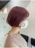 ふんわり内巻きボブ×ピンクグラデーション