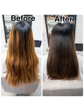 ビート(Beat) ゴワつくうねる癖を柔らかい髪に酸性ストレート×マロンベージュ