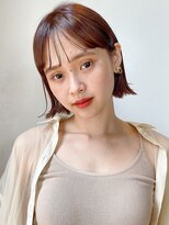 ハッシュフルバング似合わせカットレッドブラウン
