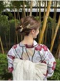 浴衣ヘア サイドシニヨン シニヨン ゆるふわ ライブヘア