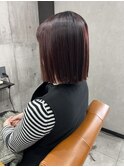 切りっぱなしボルドーカラー