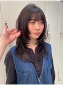 本厚木☆ロングレイヤーカット前髪ありウルフ/シャギーブラウン